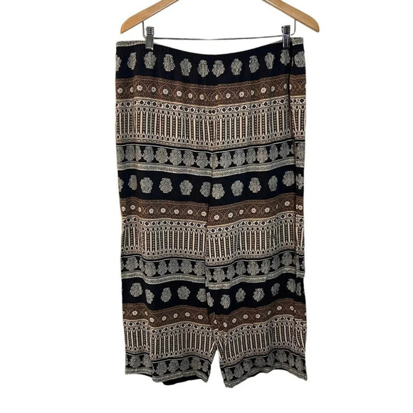 Womens Boho Pants Plus Size 20 Baggy Loose Thin Black Brown White Patterned - Picture 1 of 4